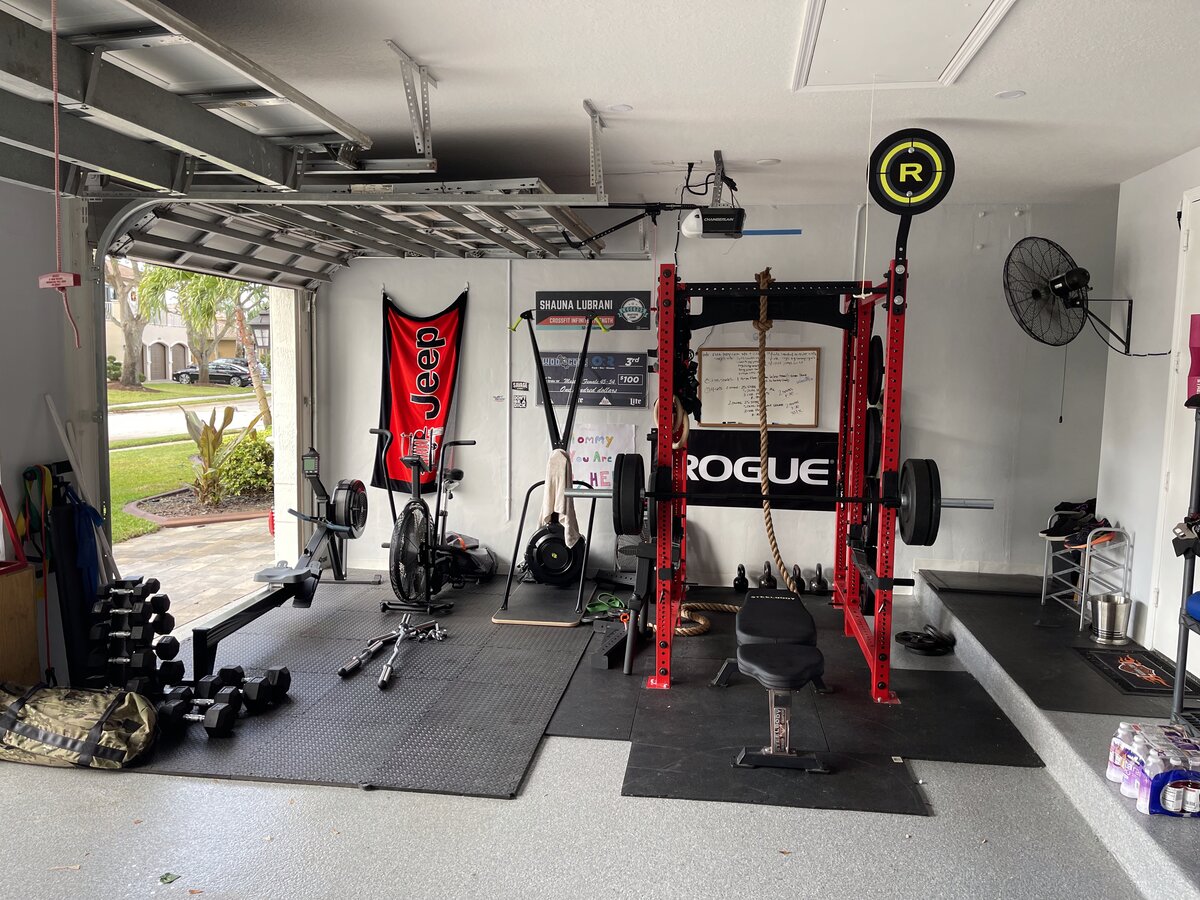 Shauna Lubrani garage gym Rogue rack
